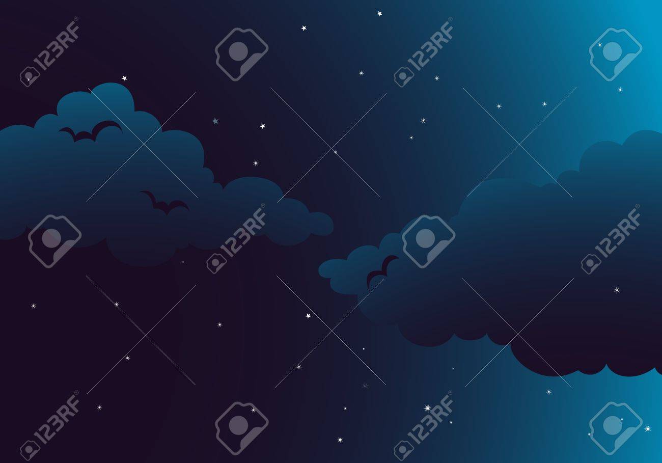 Illustration Dune Bonne Nuit De Sommeil Avec Les Nuages Les étoiles Le Ciel Et Les Oiseaux