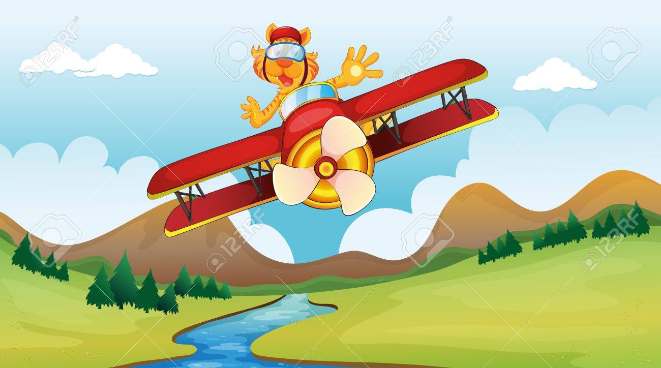illustration of a cat riding on a plane in amazing moves royalty