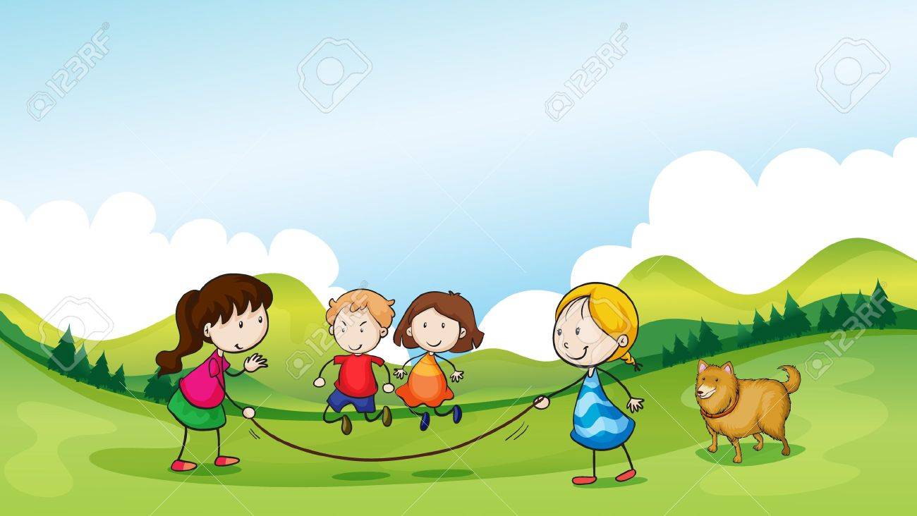縄跳び遊んでいる子供たちのイラストのイラスト素材 ベクタ Image 縄跳び遊んでいる子供たちのイラストのイラスト素材 ベクタ Image