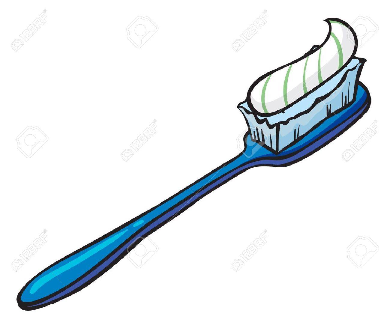 Ilustracion De Un Cepillo De Dientes Con Una Pasta De Color Azul