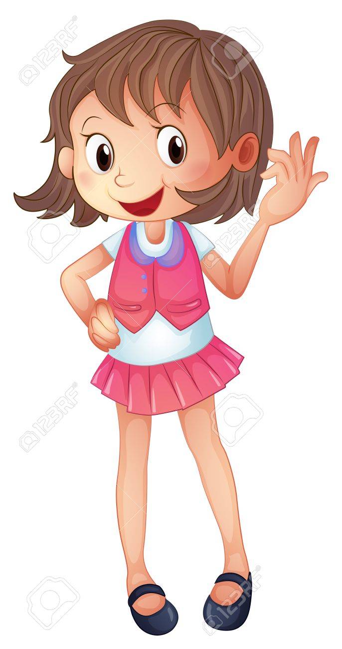 白い背景の上の微笑の女の子のイラスト のイラスト素材 ベクタ Image 1779