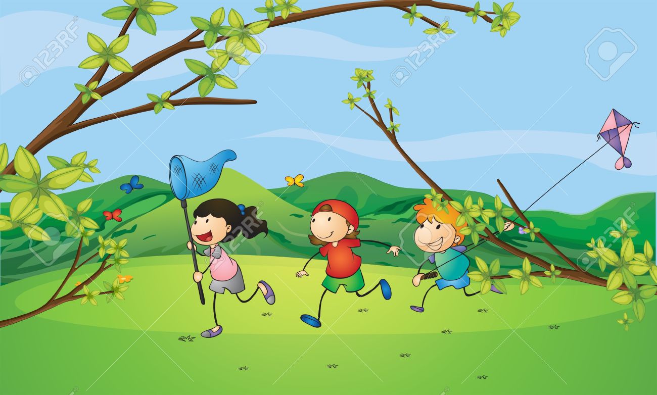 Illustration of kids catching the butterflies - 17821545 Illustration of kids catching the butterflies - 17821545