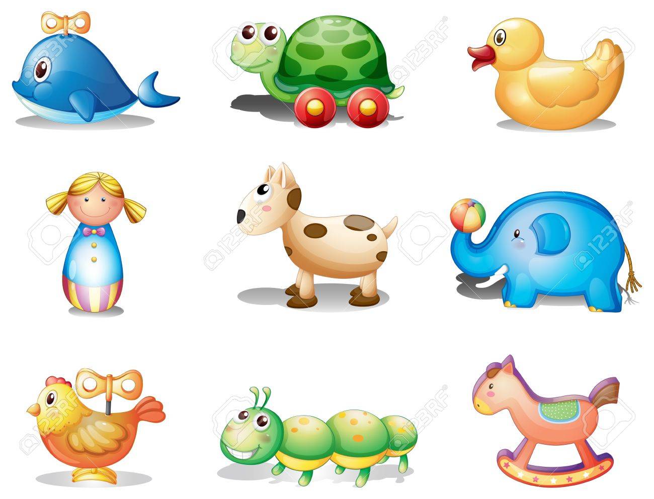 illustration of the different toys for kids on a white background