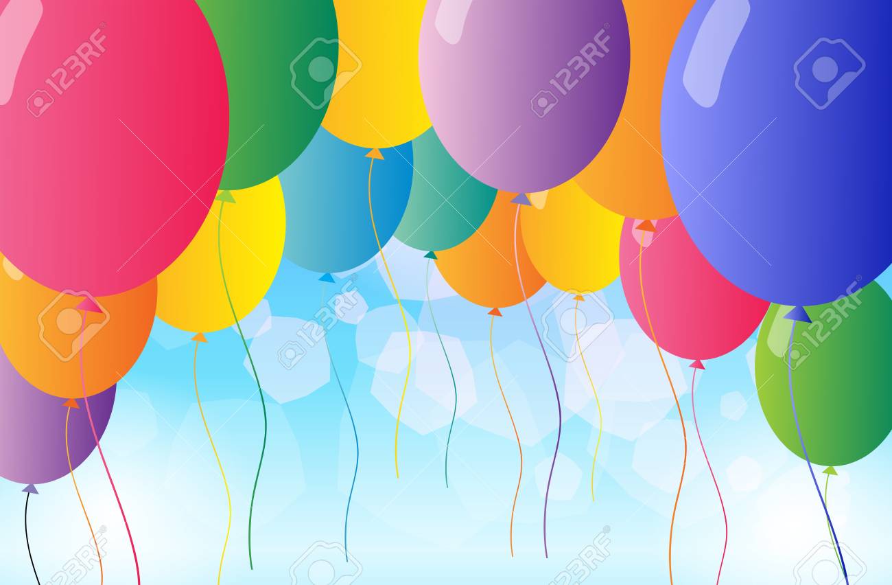 カラフルな空飛ぶ風船のイラストのイラスト素材 ベクタ Image