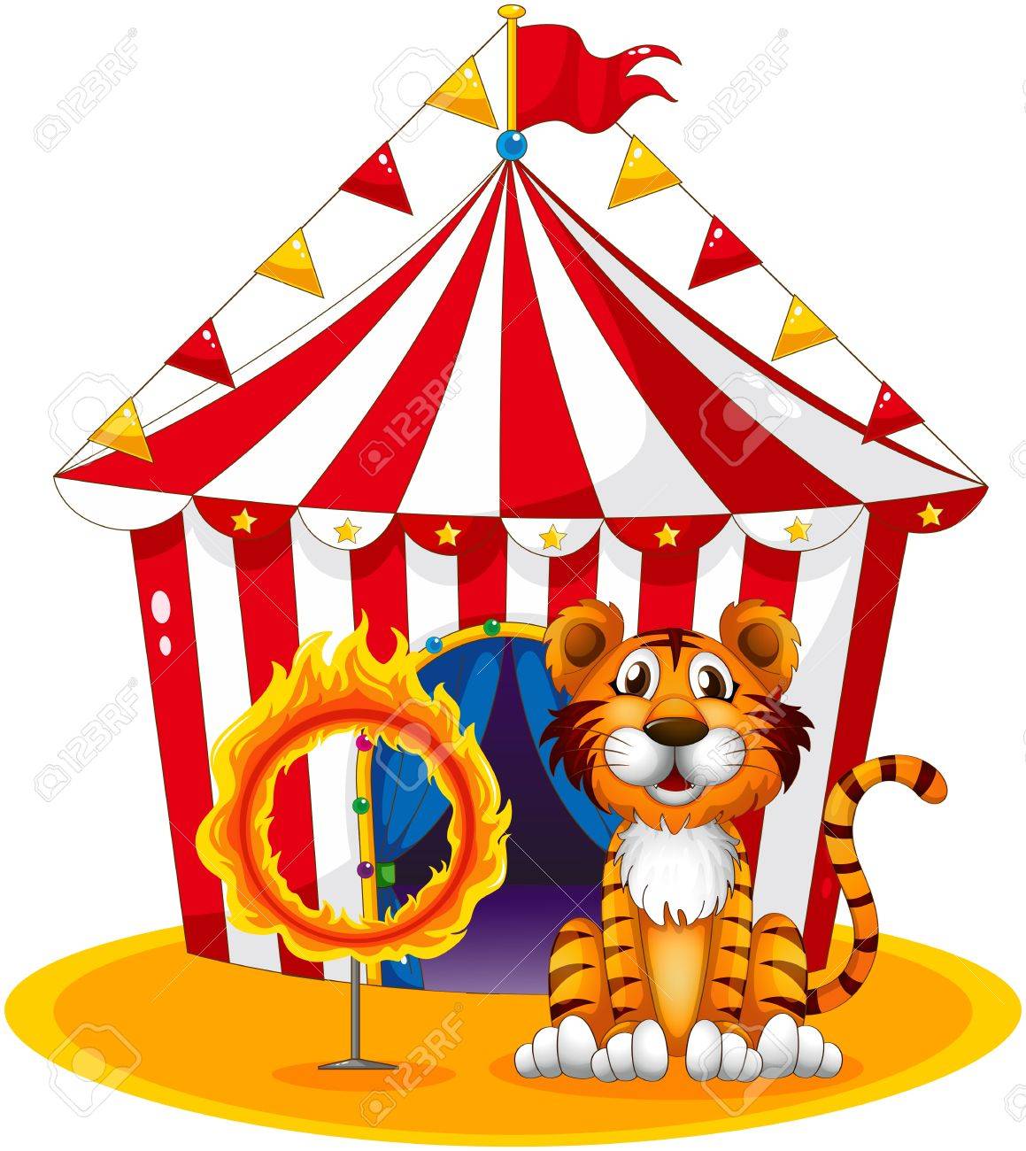 Illustration Of A Circus Tent At The Back Of The Tiger And The Royalty Free Cliparts Vectors And Stock Illustration Image 18789447