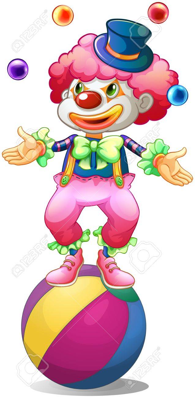 Ilustración De Un Payaso Que Hace Juegos Malabares Por Encima De La Bola Sobre Un Fondo Blanco Ilustraciones Vectoriales Clip Art Vectorizado Libre De Derechos Image 18825180