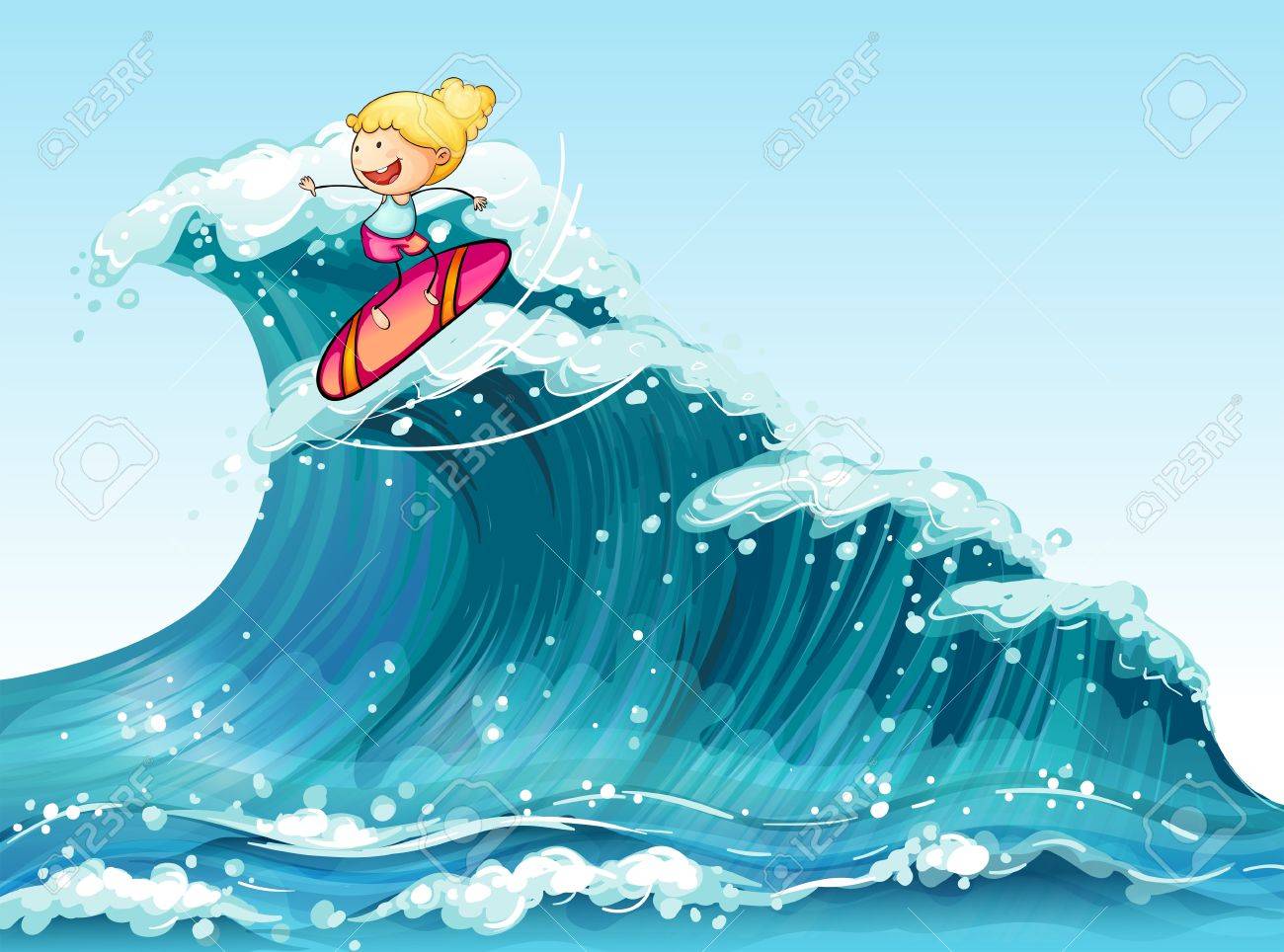 勇敢な女性サーファーのイラストのイラスト素材 ベクタ Image 5159
