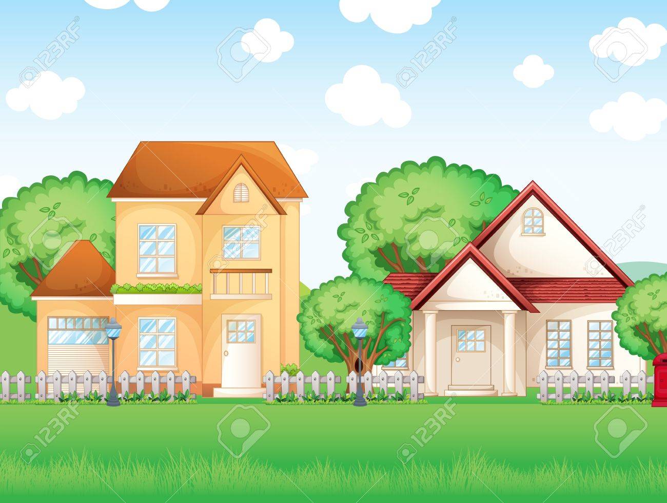 2 つの大きな家のイラスト のイラスト素材 ベクタ Image