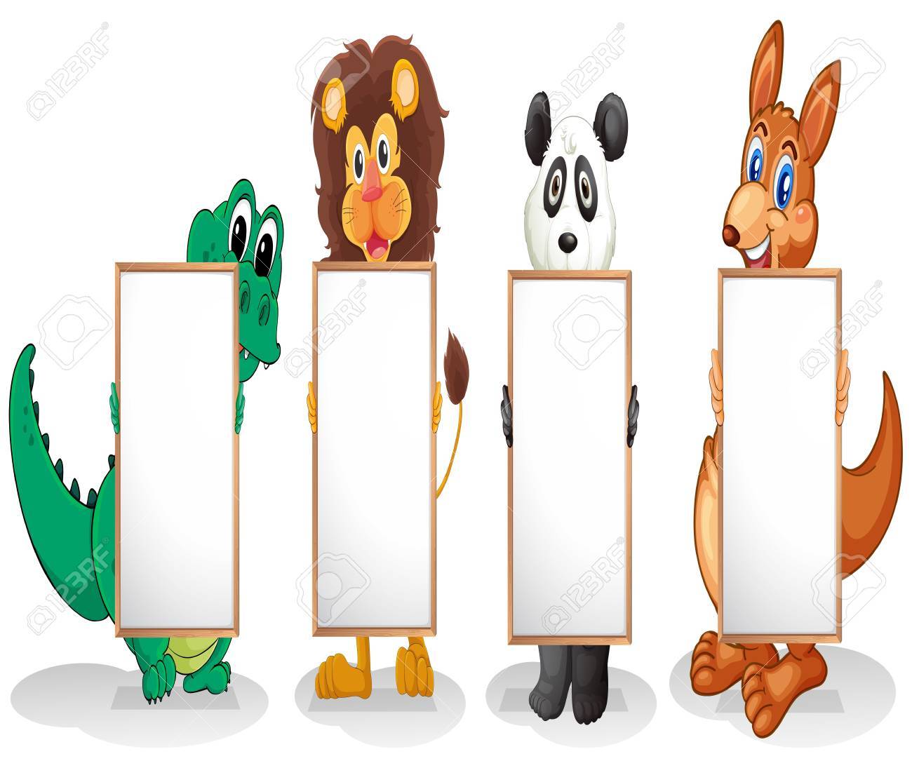 Illustration Of The Four Wild Animals With Empty Signboards On A White Background Royalty Free SVG, Cliparts, Vectors, And Stock Illustration. Image 20889270. Illustration Of The Four Wild Animals With Empty Signboards On A White Background Royalty Free SVG, Cliparts, Vectors, And Stock Illustration. Image 20889270.