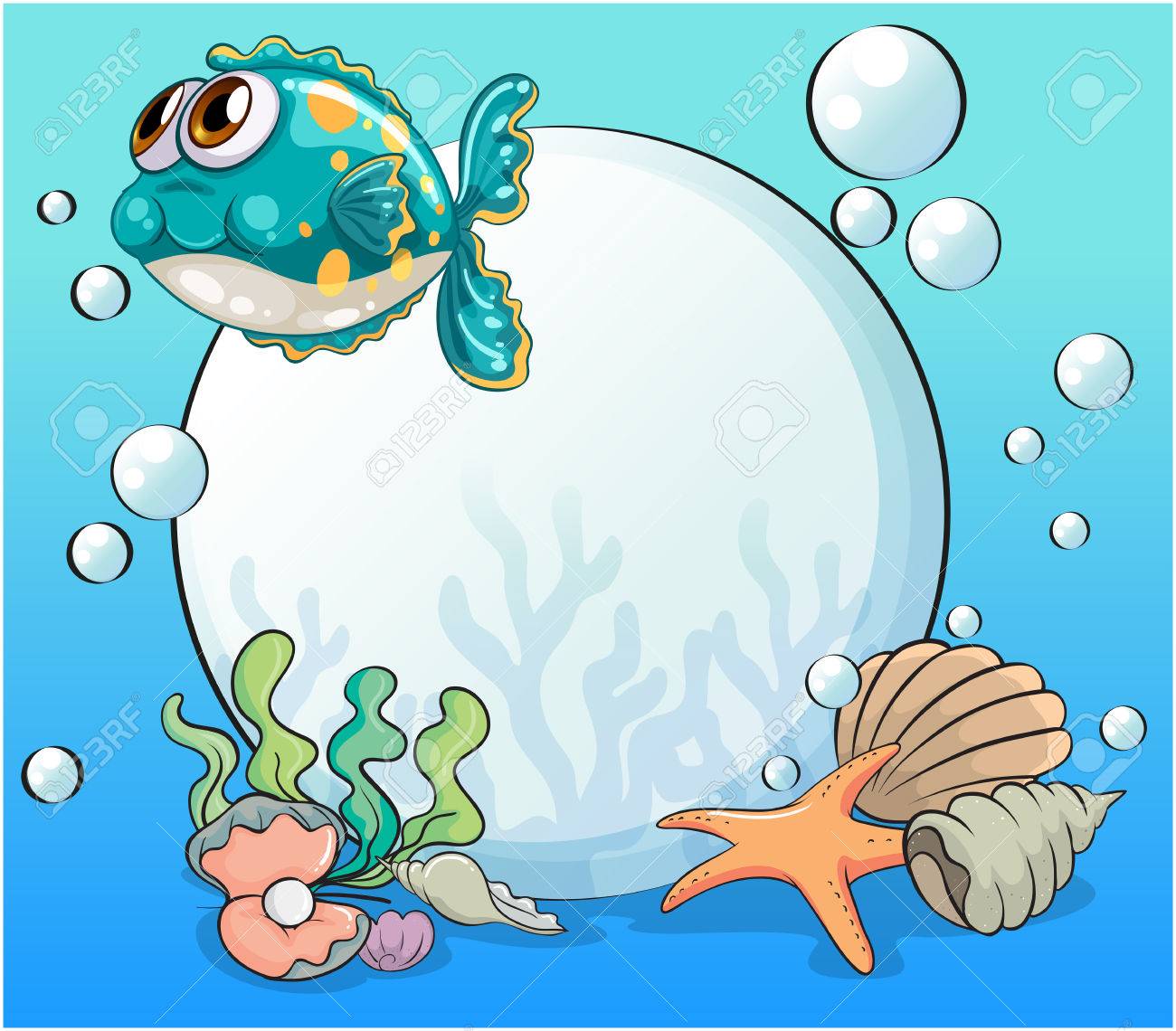 illustration of the sea creatures under the sea royalty free