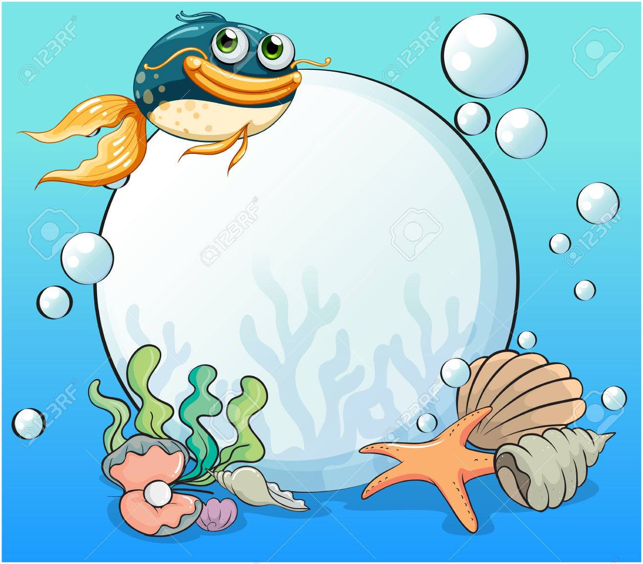 多くの水生生物と海洋のイラスト のイラスト素材 ベクタ Image