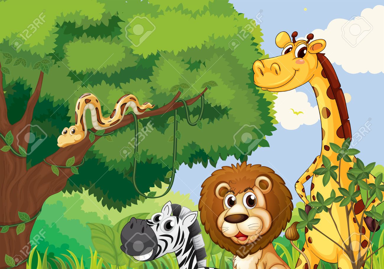 怖いの野生動物と森林のイラスト のイラスト素材 ベクタ Image