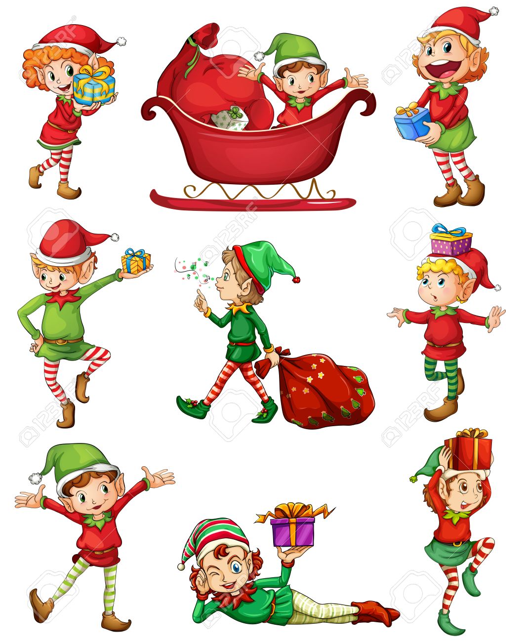 Illustration Der Spielerische Weihnachtselfen Auf Einem Weissen Hintergrund Lizenzfrei Nutzbare Vektorgrafiken Clip Arts Illustrationen Image 25030995