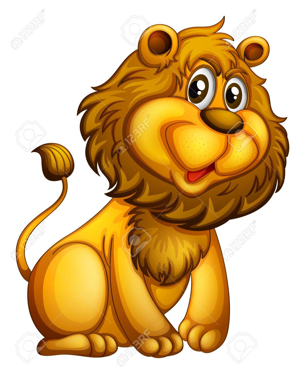 白い背景の上の若いライオンのイラストのイラスト素材 ベクタ Image