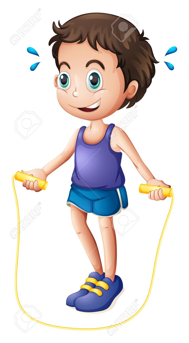 縄跳びの縄 白い背景の上で遊んで 若い男の図のイラスト素材 ベクタ Image 32