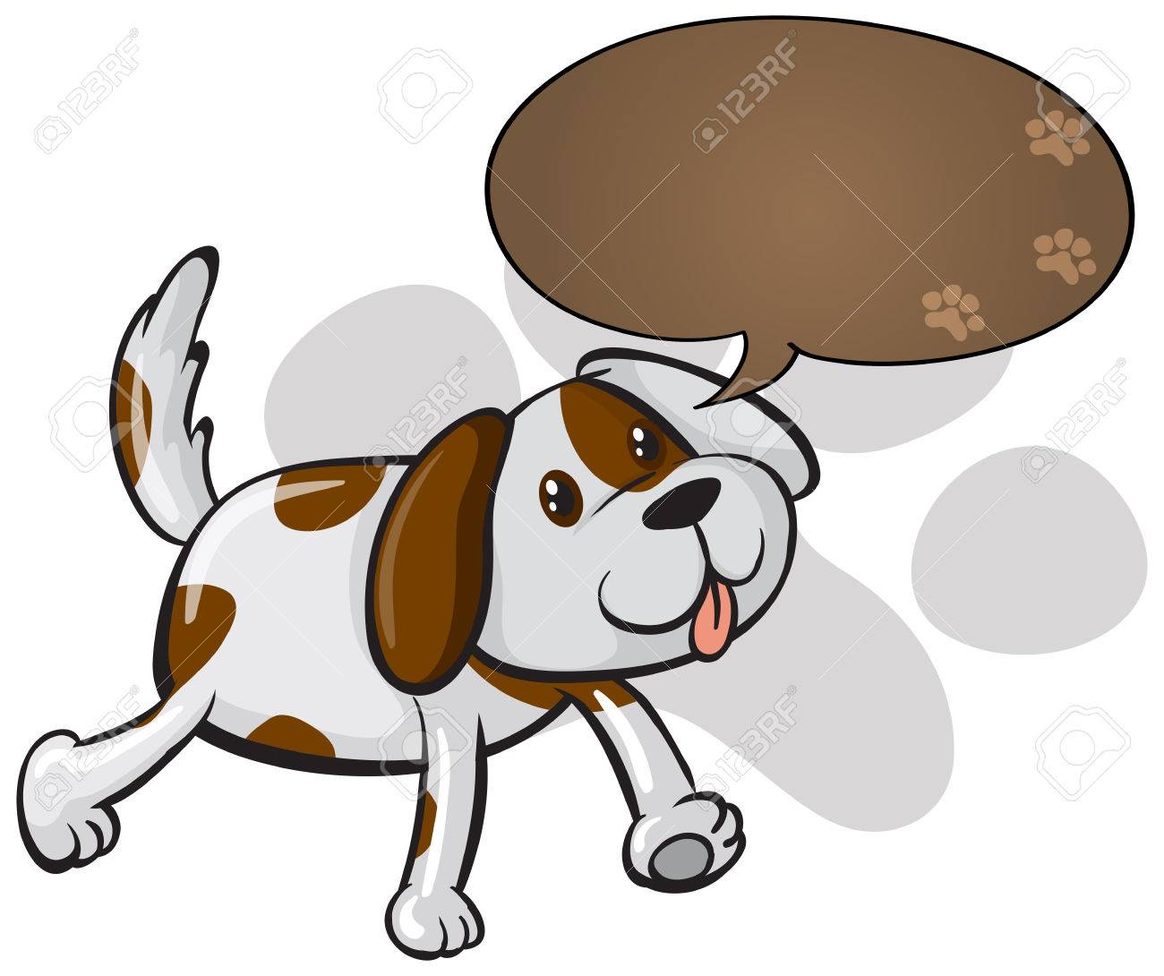 白い背景の上に空の吹き出しとかわいい犬のイラスト のイラスト素材 ベクタ Image