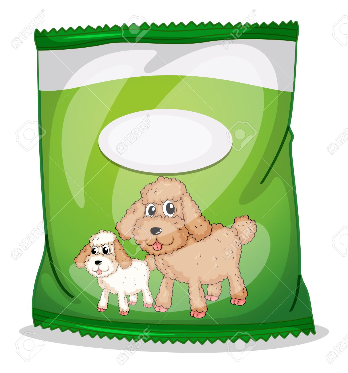 Ilustración De Una Bolsa De Comida Para Perros Con Una Etiqueta Sobre Un Fondo Blanco Ilustraciones Svg, Vectoriales, Clip Art Vectorizado De Derechos. Image 30598412.