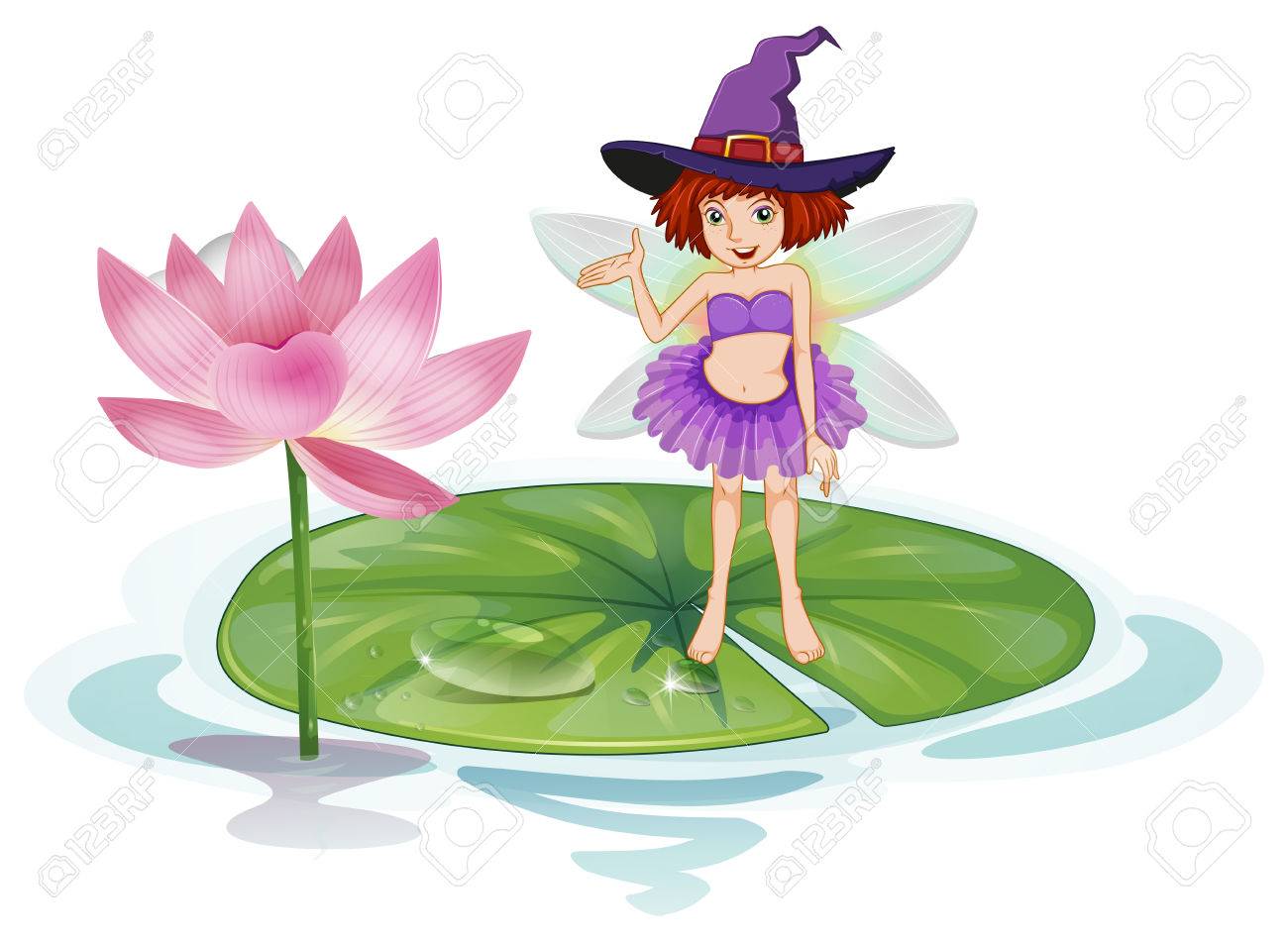 ロータスに立っている妖精のイラスト のイラスト素材 ベクタ Image