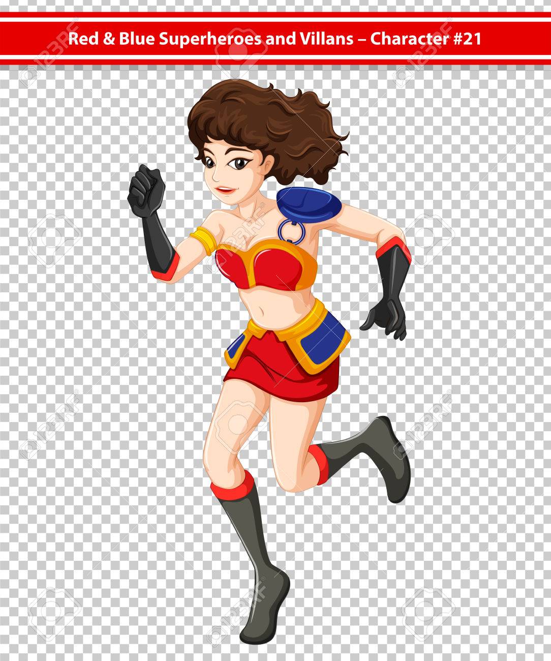 実行している女性のスーパー ヒーローのイラストのイラスト素材 ベクタ Image