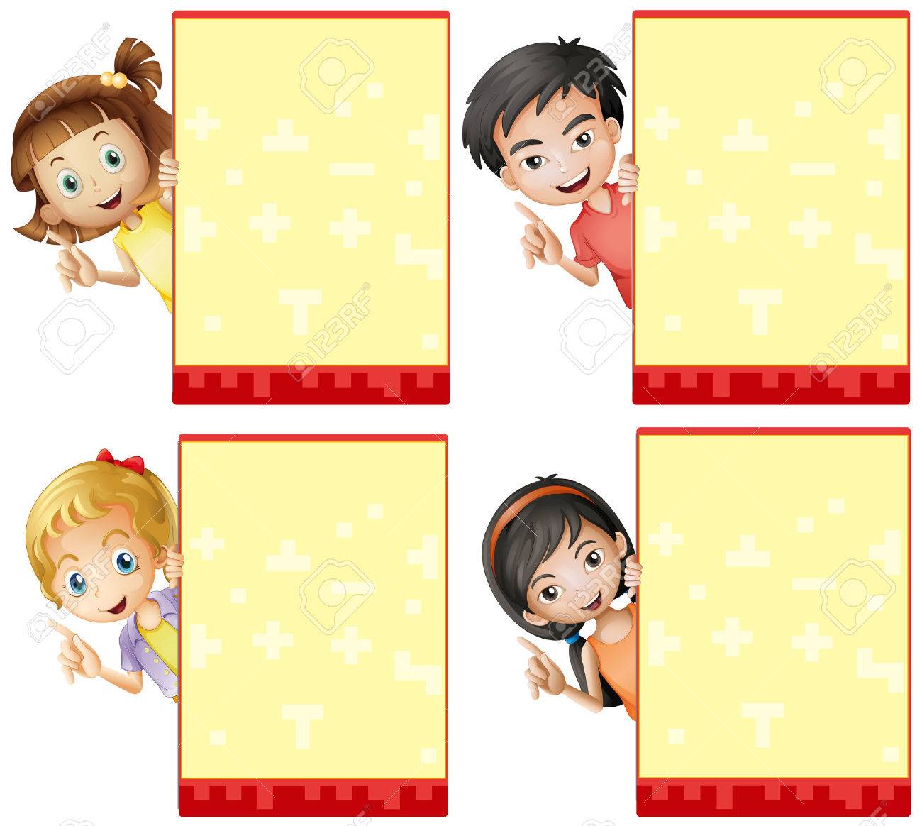 空白の兆候を持つ子どものイラスト のイラスト素材 ベクタ Image