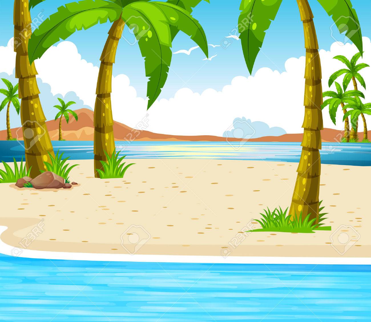 Beach Scene With Coconut Trees Royalty Free Cliparts Vectors And Stock Illustration Image Beach Scene With Coconut Trees Royalty Free Cliparts Vectors And Stock Illustration Image