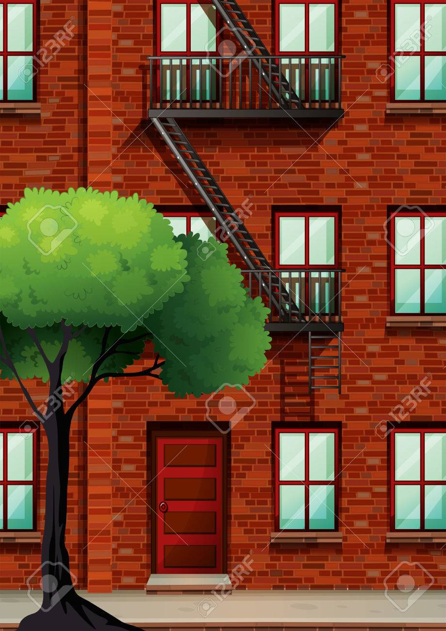 Fire Escape On The Apartment Building Illustration Royalty Free ... Fire Escape On The Apartment Building Illustration Royalty Free ...