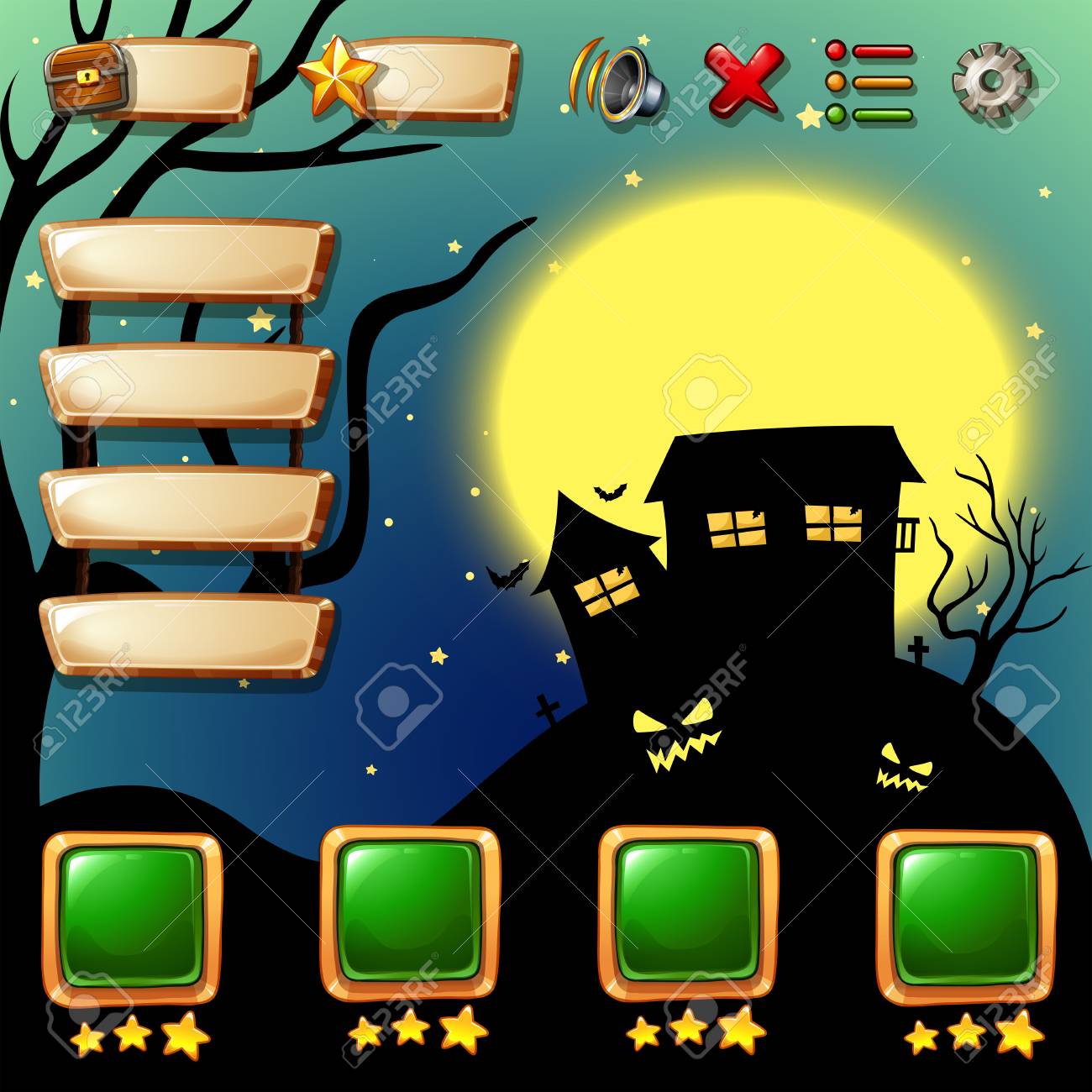 ハロウィン背景イラストとゲームのテンプレートのイラスト素材 ベクタ Image