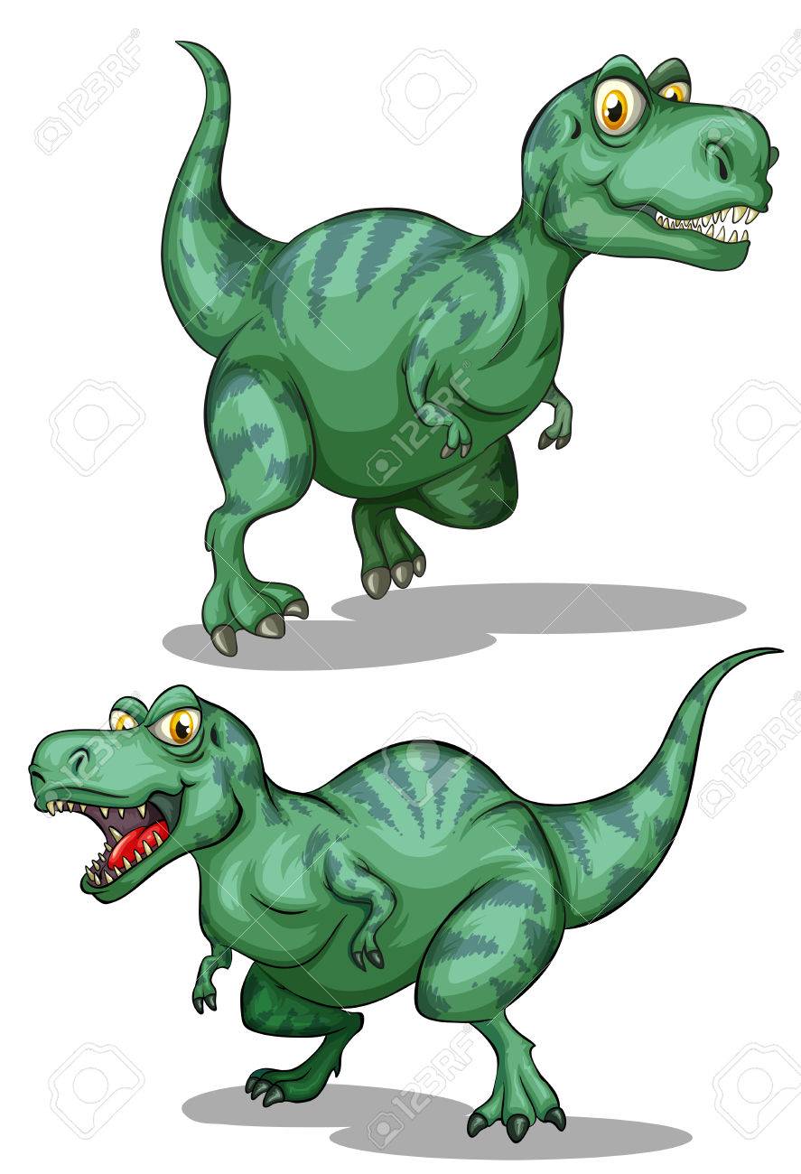 白の図の緑の恐竜のイラスト素材 ベクタ Image