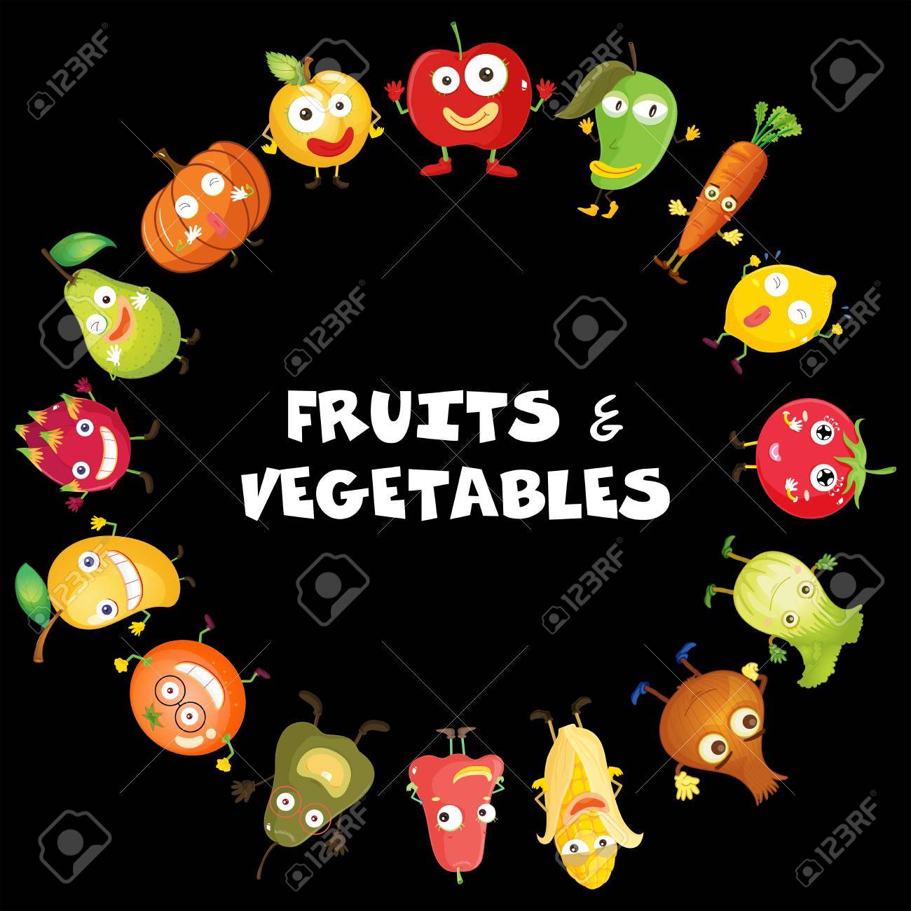 果物と野菜の顔イラストのイラスト素材 ベクタ Image 果物と野菜の顔イラストのイラスト素材 ベクタ Image