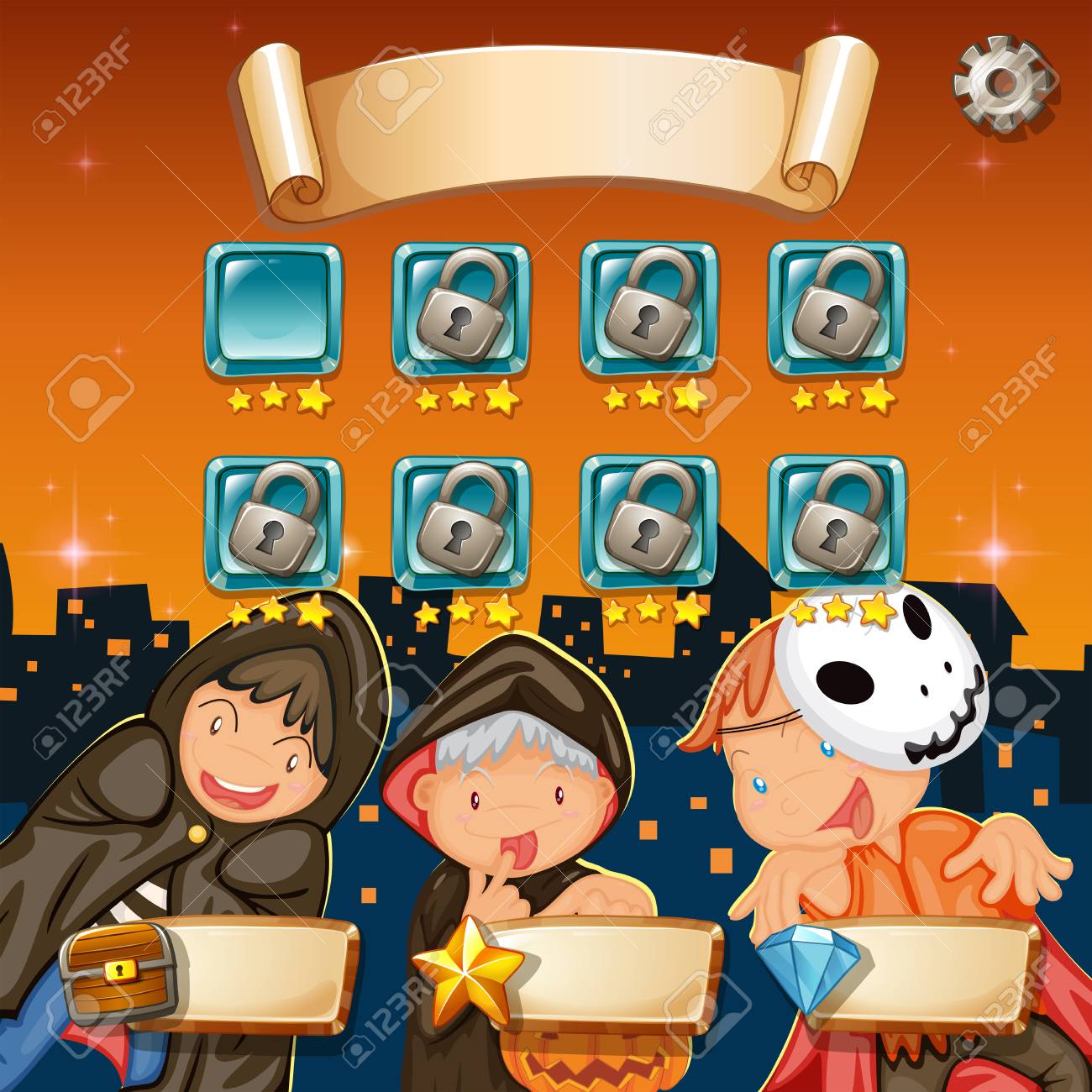 ハロウィーン テーマ イラストとゲームのテンプレートのイラスト素材 ベクタ Image