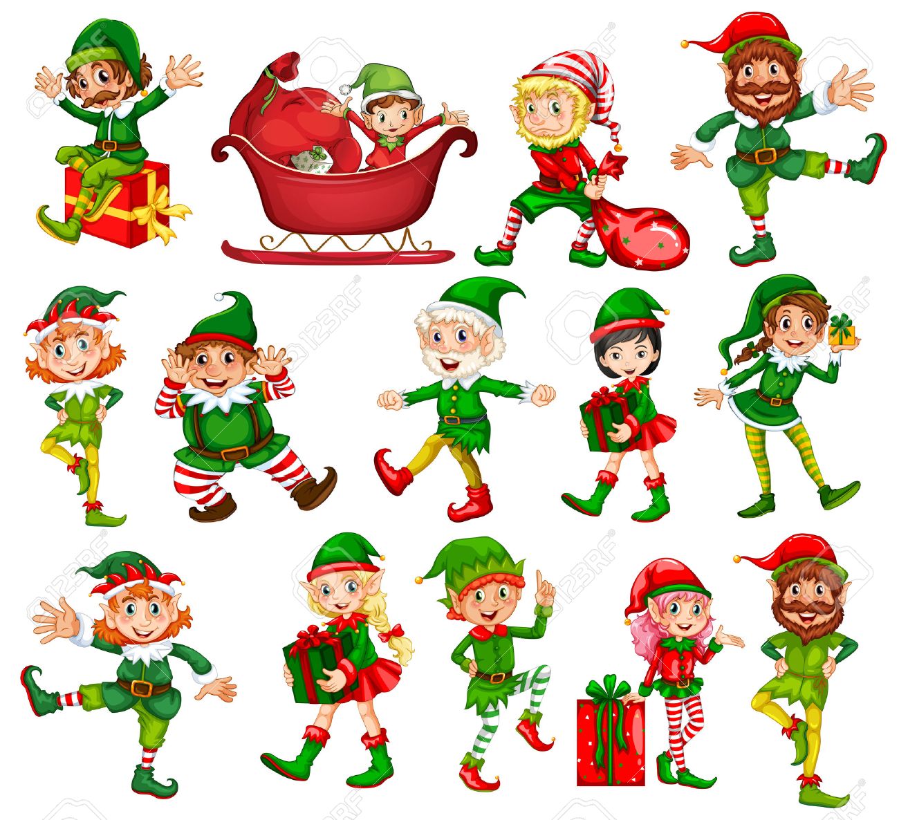 Christmas Elf In Different Positions Illustration Royalty Free Cliparts Vectors And Stock Illustration Image