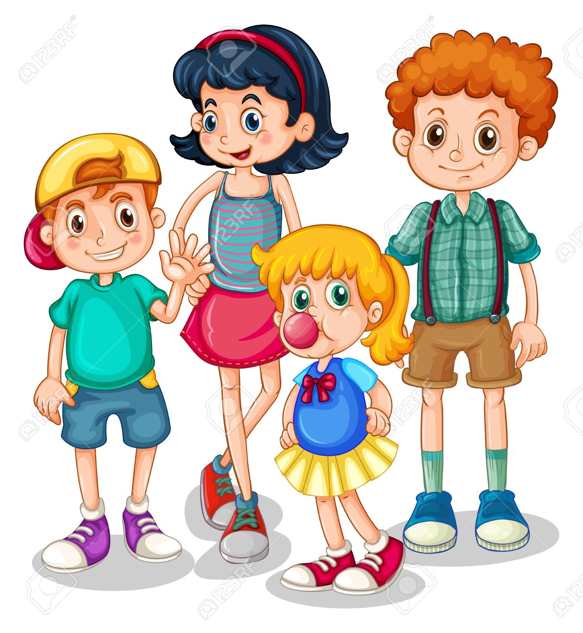Boys And Girls Standing In Group Illustration Royalty Free Cliparts Vectors And Stock Illustration Image