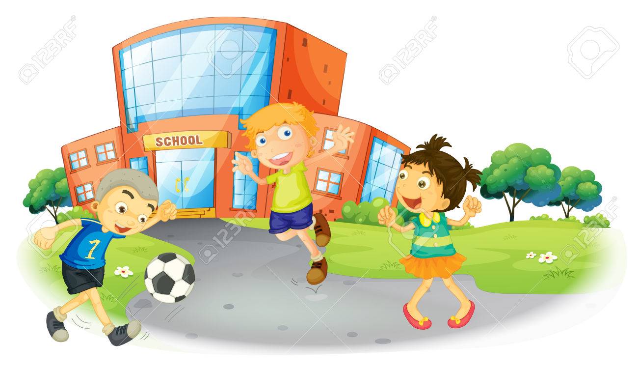 Kinder Spielen Fussball In Der Schule Illustration Lizenzfrei Nutzbare Vektorgrafiken Clip Arts Illustrationen Image 51020359
