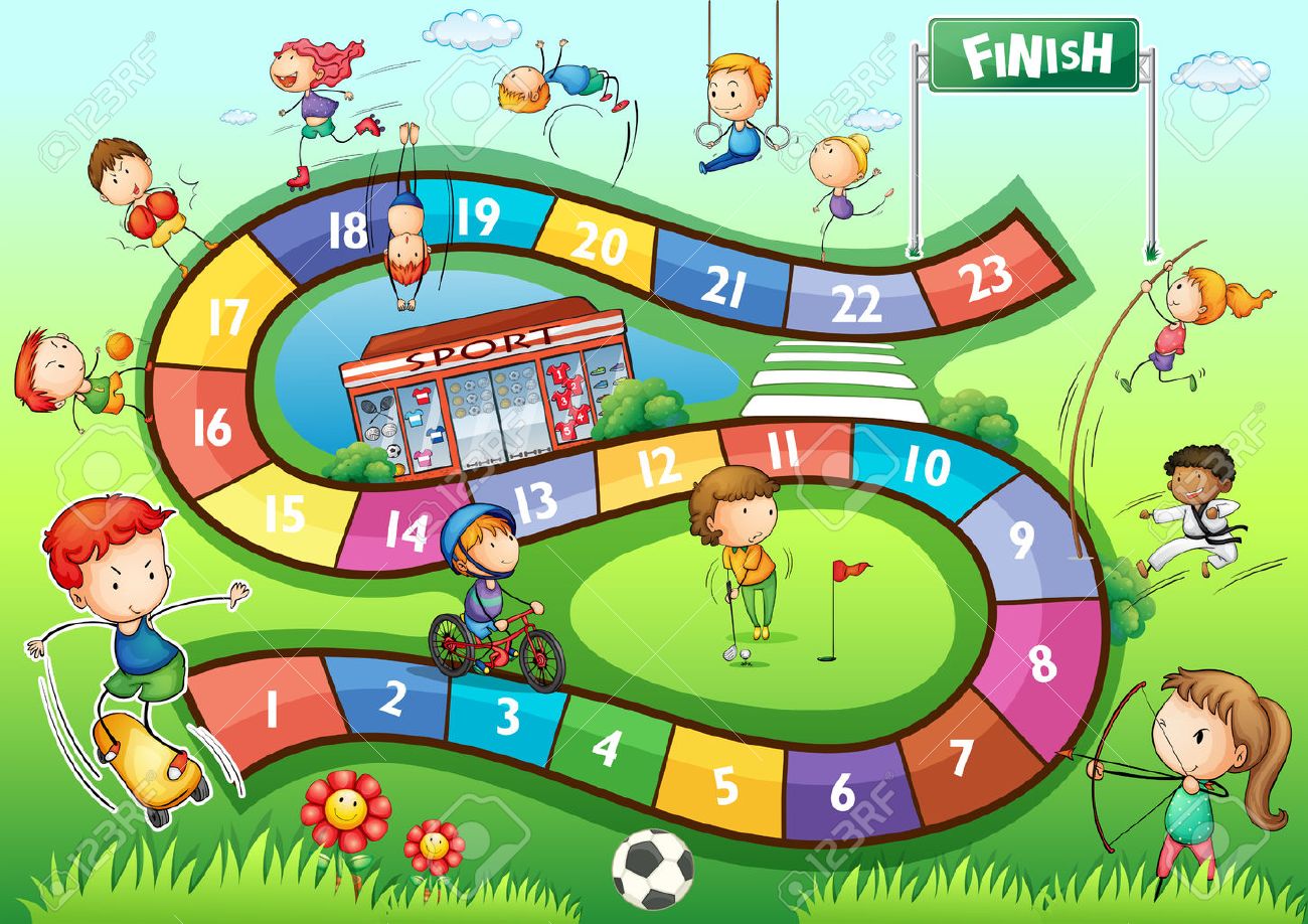 boardgame template with sport theme illustration royalty free