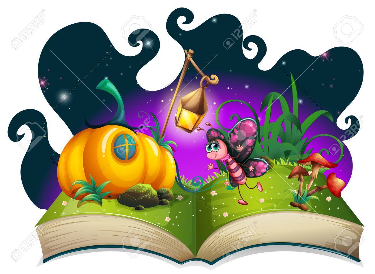 Butterfly Flying In The Magic Garden Illustration Royalty Free Cliparts Vectors And Stock Illustration Image