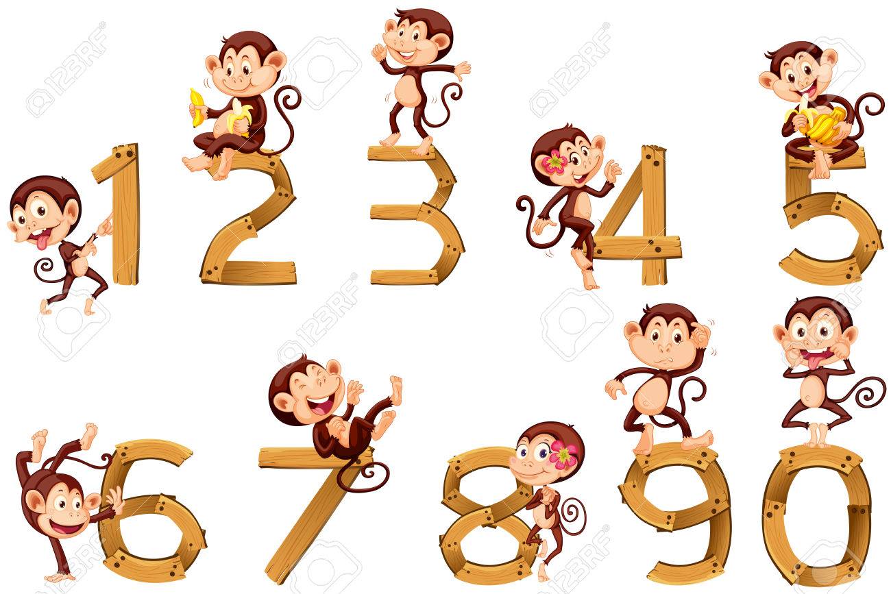 サルのイラストが 10 分の 1 の数 のイラスト素材 ベクタ Image
