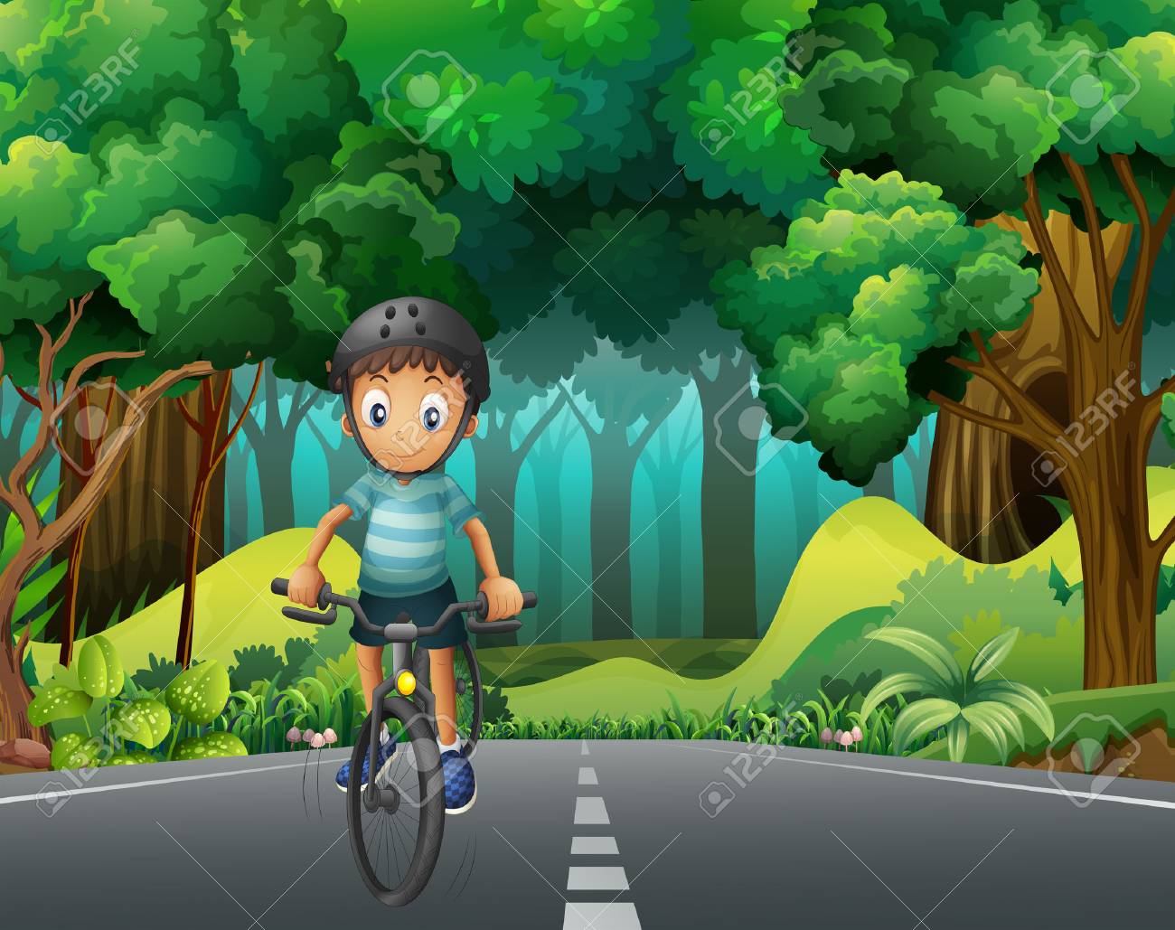 riding a bike on the road