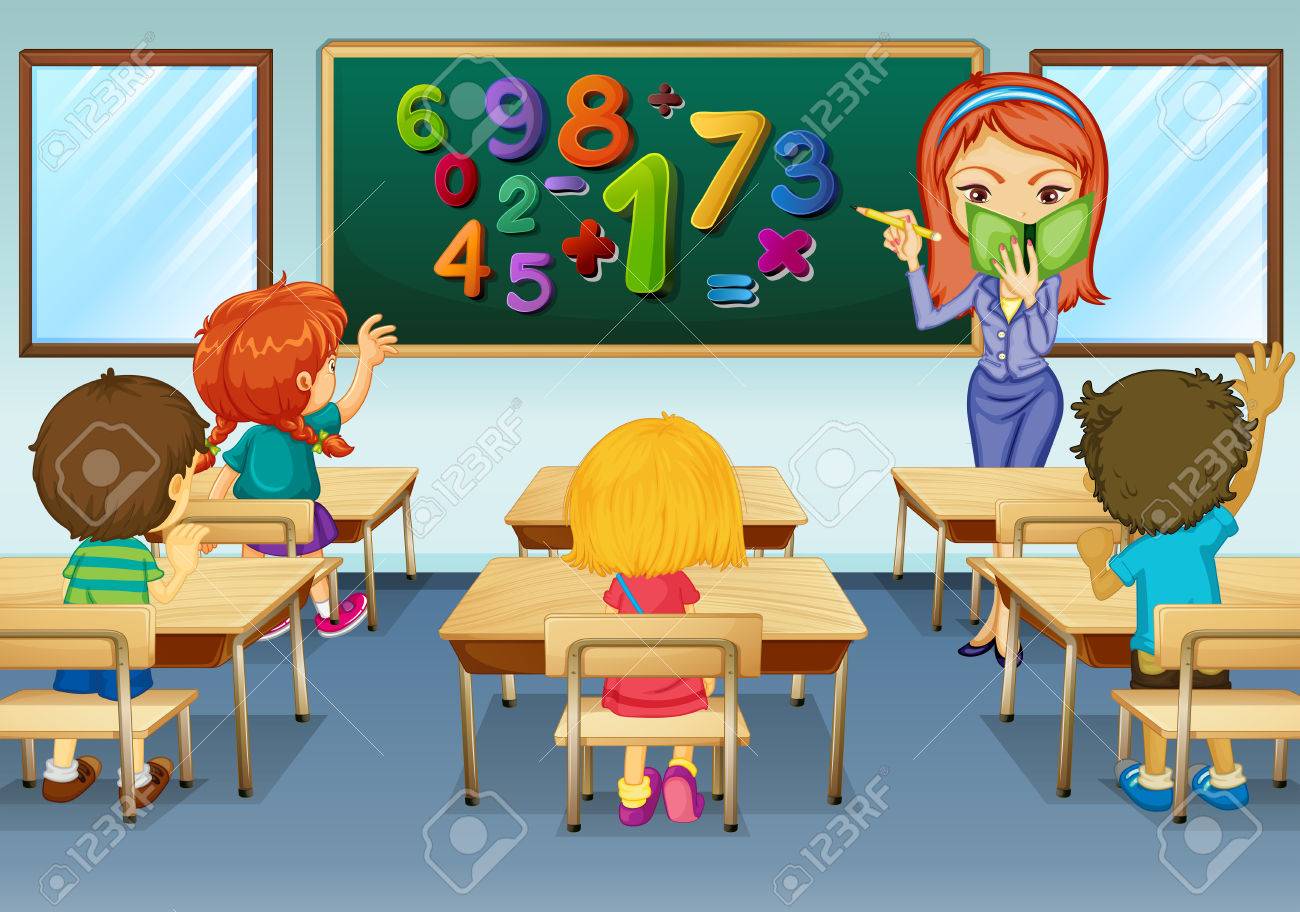 イラスト教室で教える数学の先生 のイラスト素材 ベクタ Image