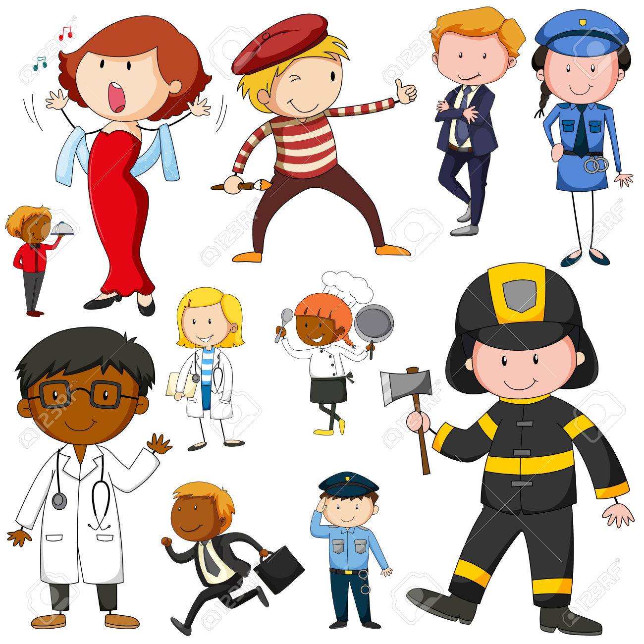 Set of people doing different jobs illustration - 63871431