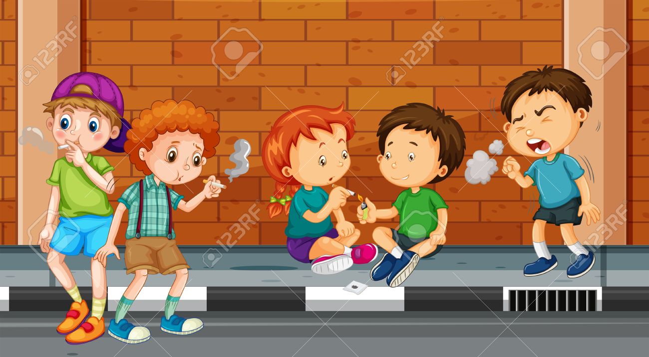 Children Smoking And Doing Drugs On The Street Illustration Royalty Free  SVG, Cliparts, Vectors, and Stock Illustration. Image 63871447., image size:1300x716