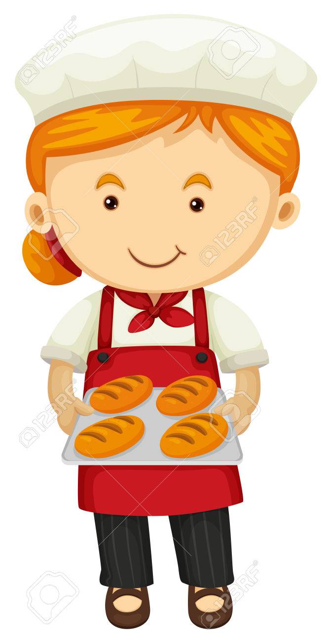 Female Baker Holding Fresh Bread Illustration Royalty Free SVG, Cliparts,  Vectors, and Stock Illustration. Image 64619800., image size:673x1300