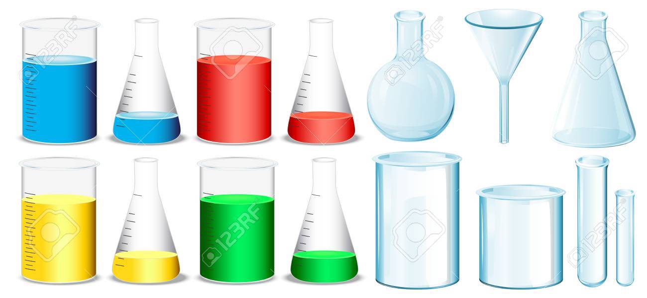ビーカーとチューブ イラスト科学機器のイラスト素材 ベクタ Image