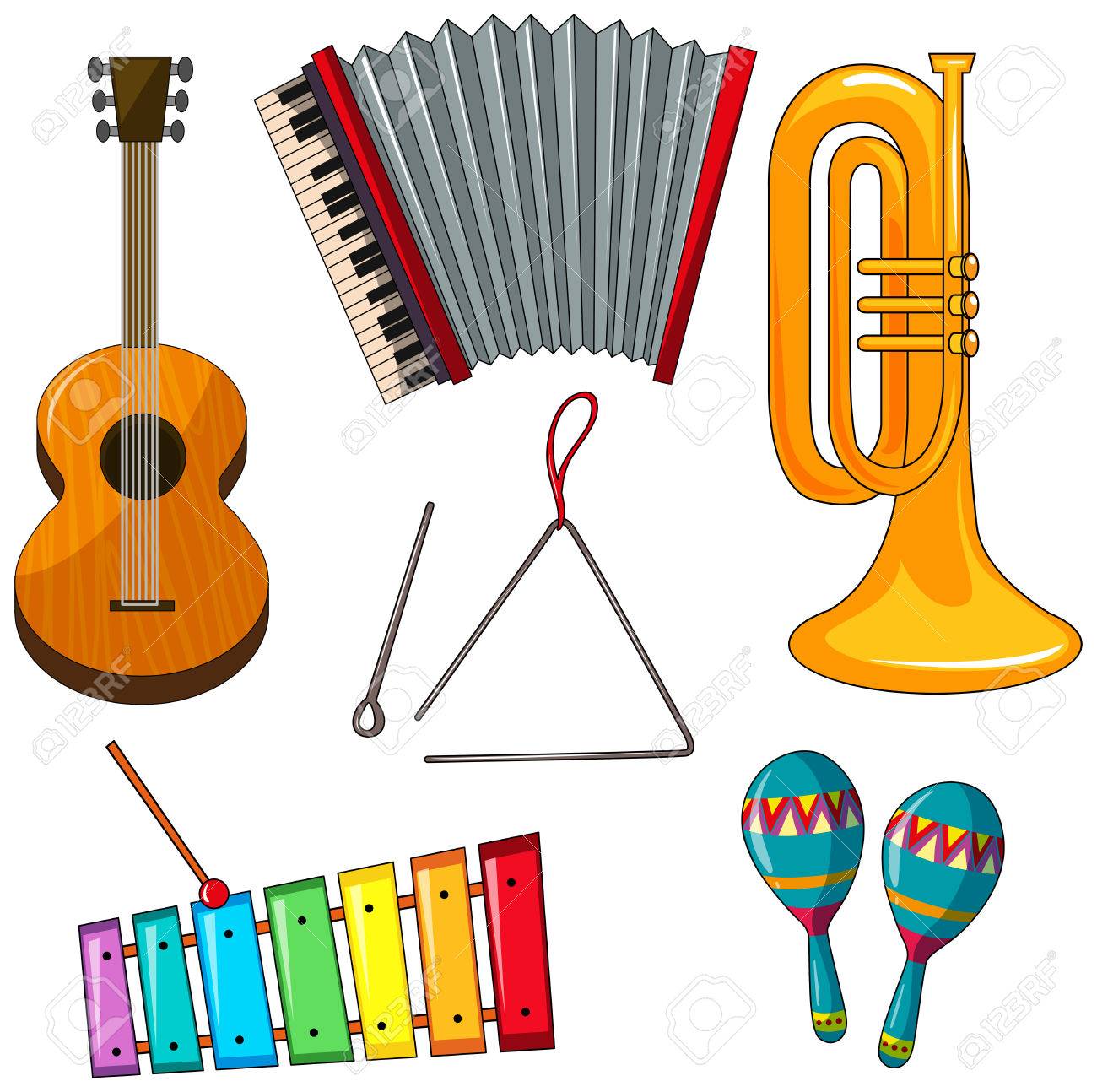 Worksheets Types Of Musical Instrument different types of musical instruments illustration royalty free stock vector 67370123