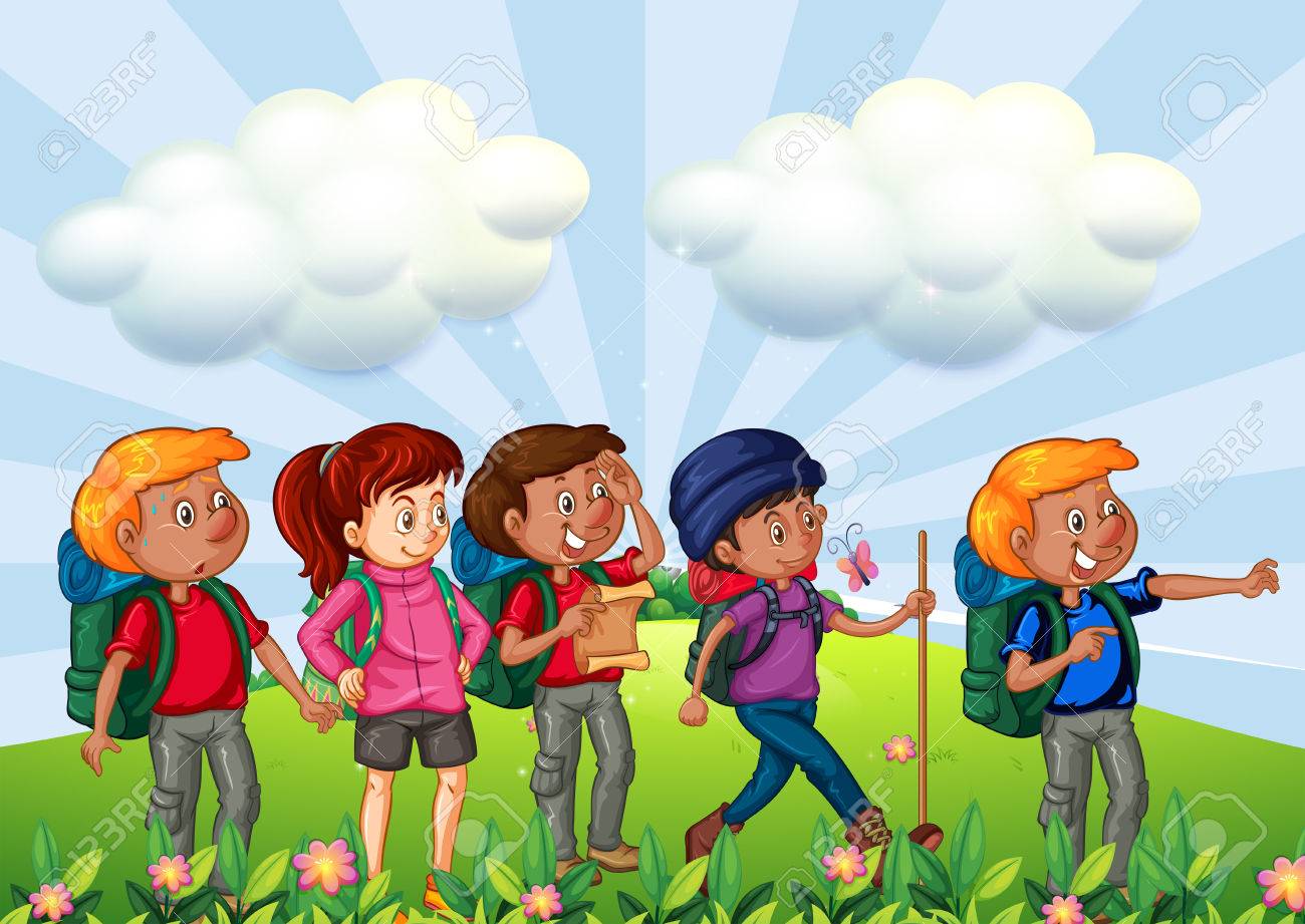 La Gente Va De Excursión En La Ilustración De La Montaña Ilustraciones  Vectoriales, Clip Art Vectorizado Libre De Derechos. Image 70683421.
