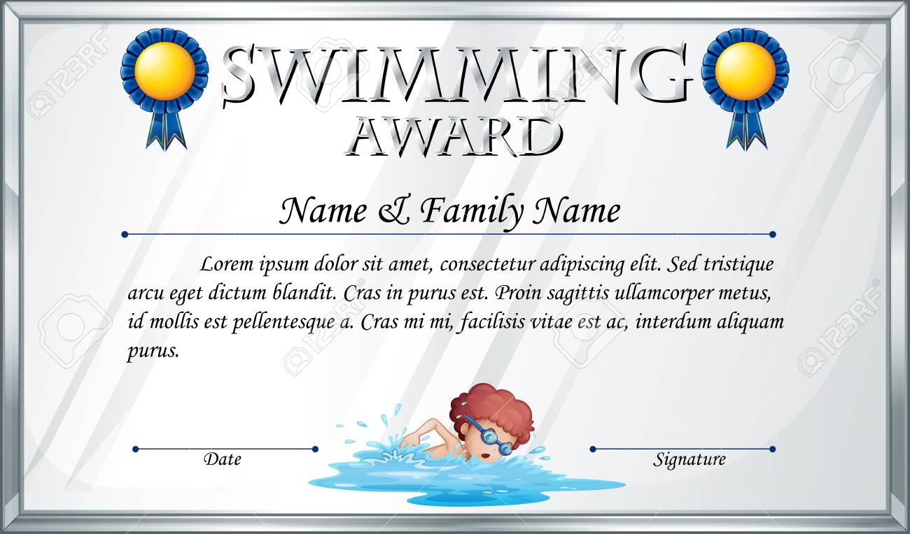 Certificate Template For Swimming Award Illustration Royalty Free Throughout Free Swimming Certificate Templates Certificate Template For Swimming Award Illustration Royalty Free Throughout Free Swimming Certificate Templates