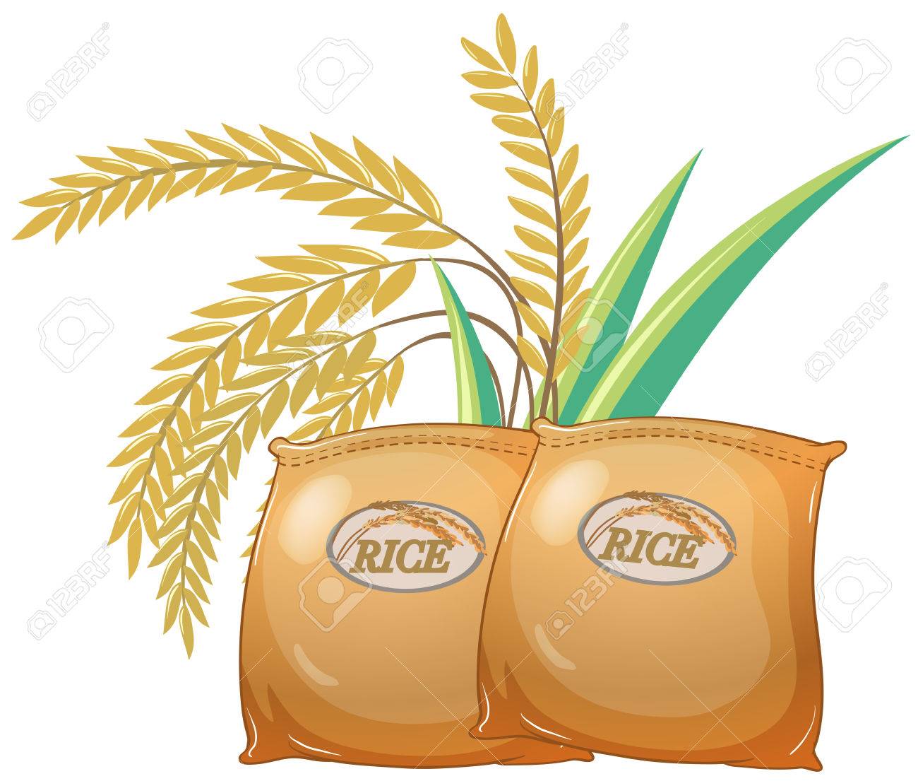 米の図の 2 つの袋のイラスト素材 ベクタ Image