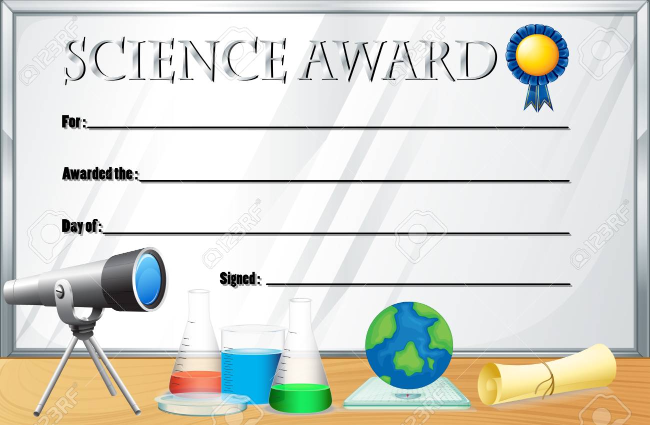 certificate template for science award illustration royalty free