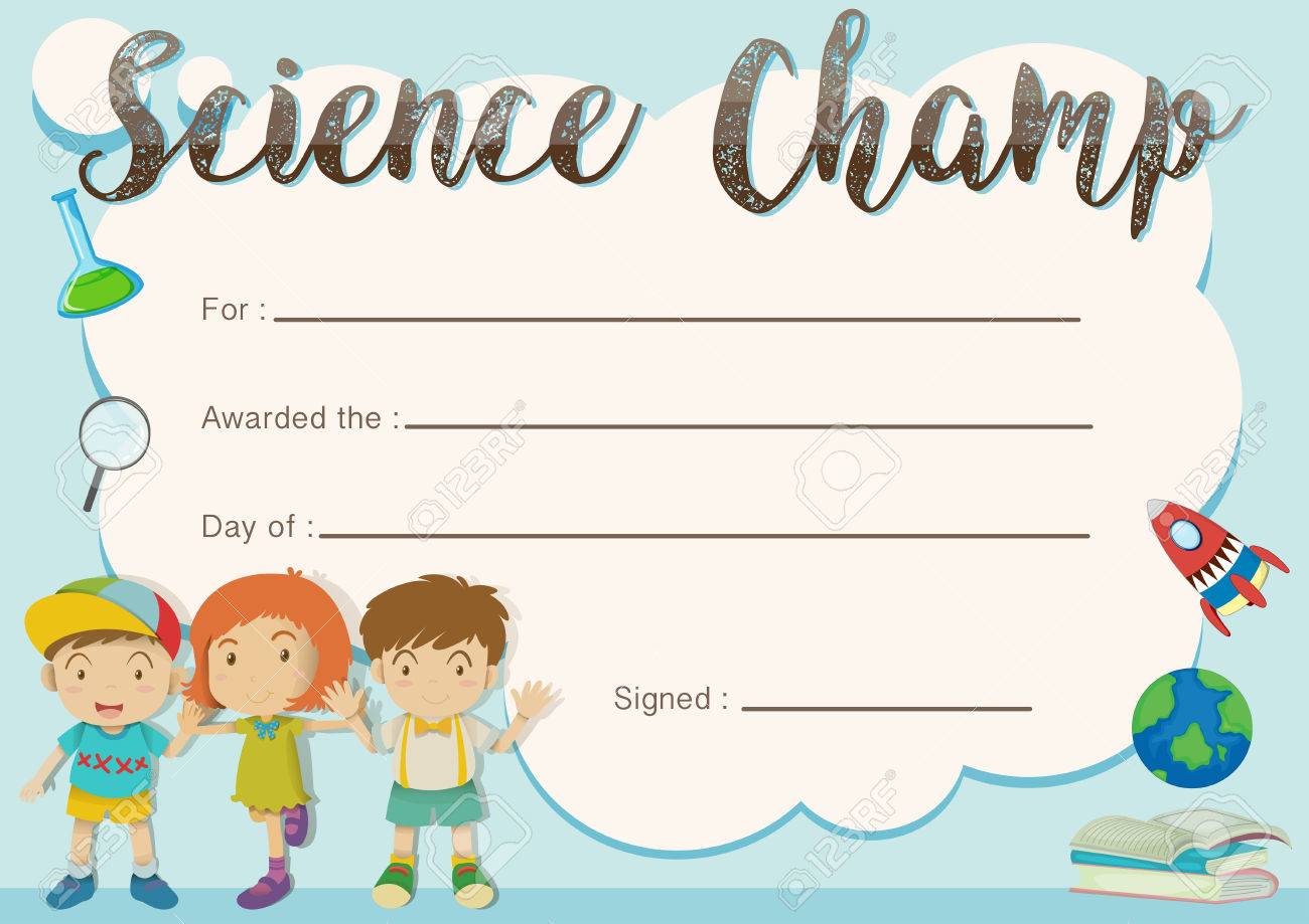 science champ award template with kids in background illustration kids awards template