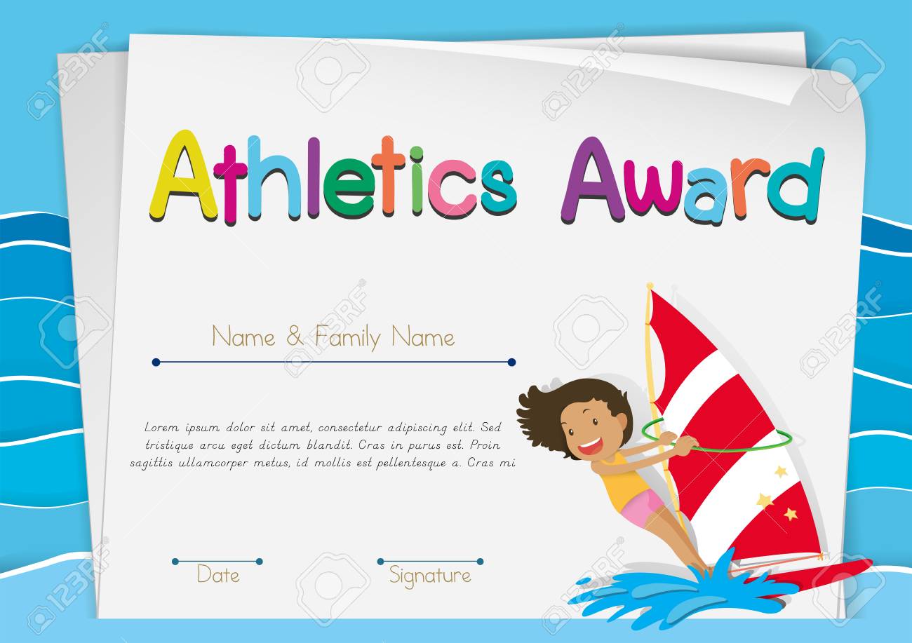 Certificate Template For Athletics Award Illustration Royalty Free For Swimming Award Certificate Template