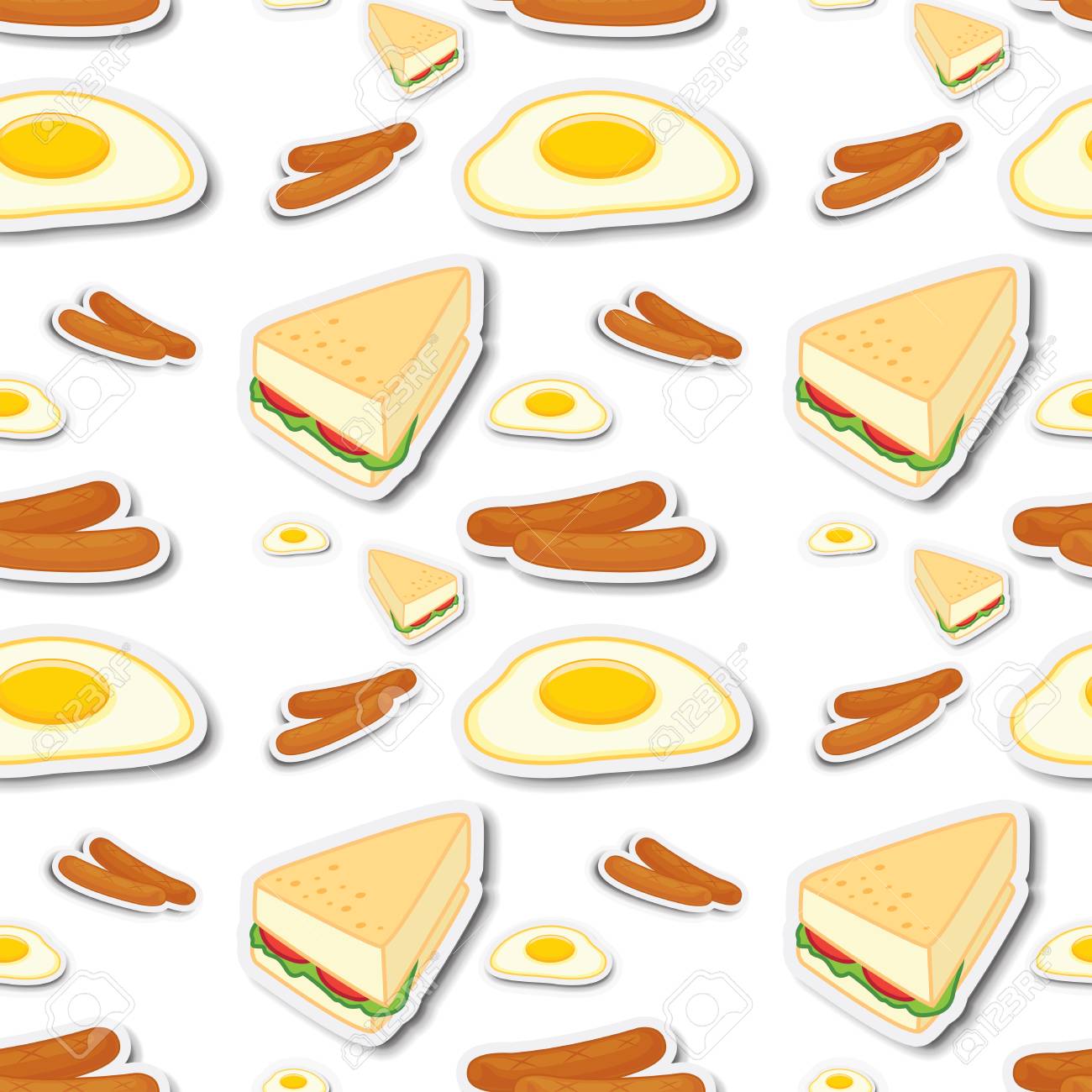 別の食べ物イラストがシームレスな背景のイラスト素材 ベクタ Image